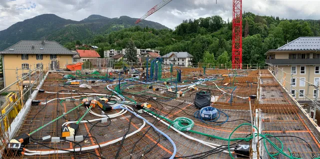 Dalle de chantier avec réseaux électriques